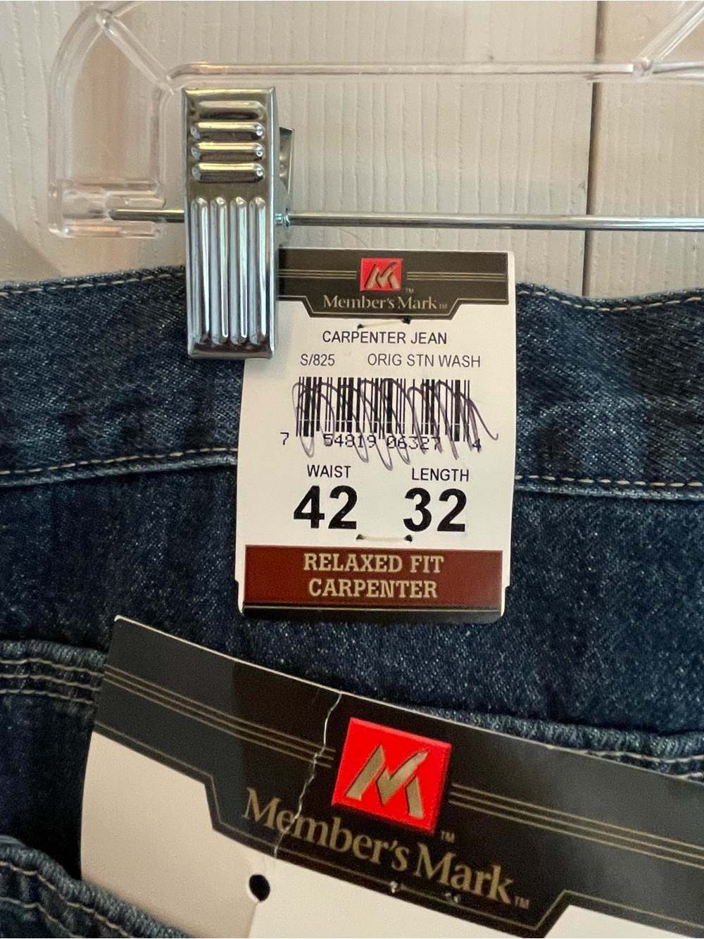 Member’s Mark men’s carpenters jeans 42 W / 32 L NWT